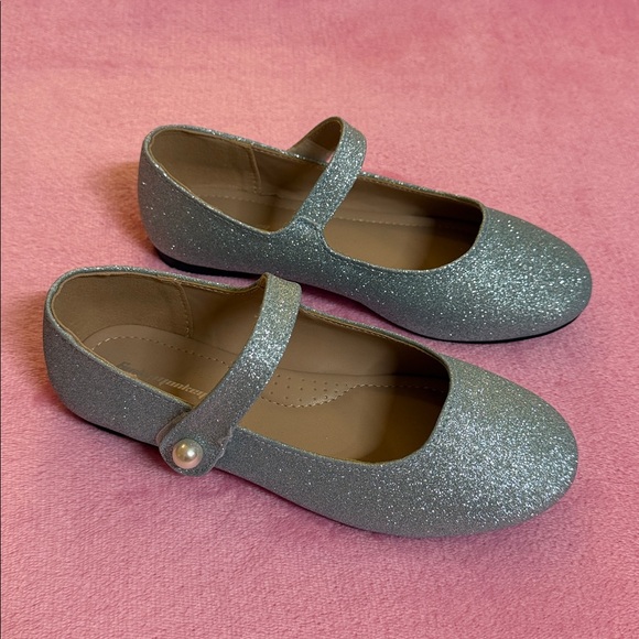 Light blue glitter girls dress shoes - Picture 3 of 6